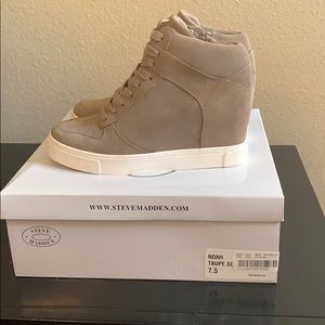 Brand new in box Steve Madden taupe wedge sneakers